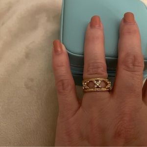 Banana Republic Gold Tone and Crystal Ring Size 7